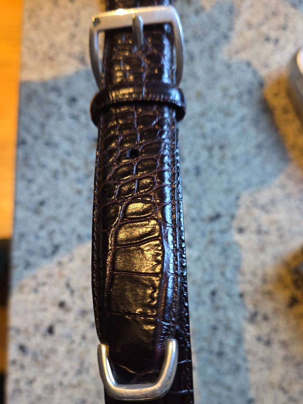 Women's Brown Croc-Embossed Leather Belt Strap